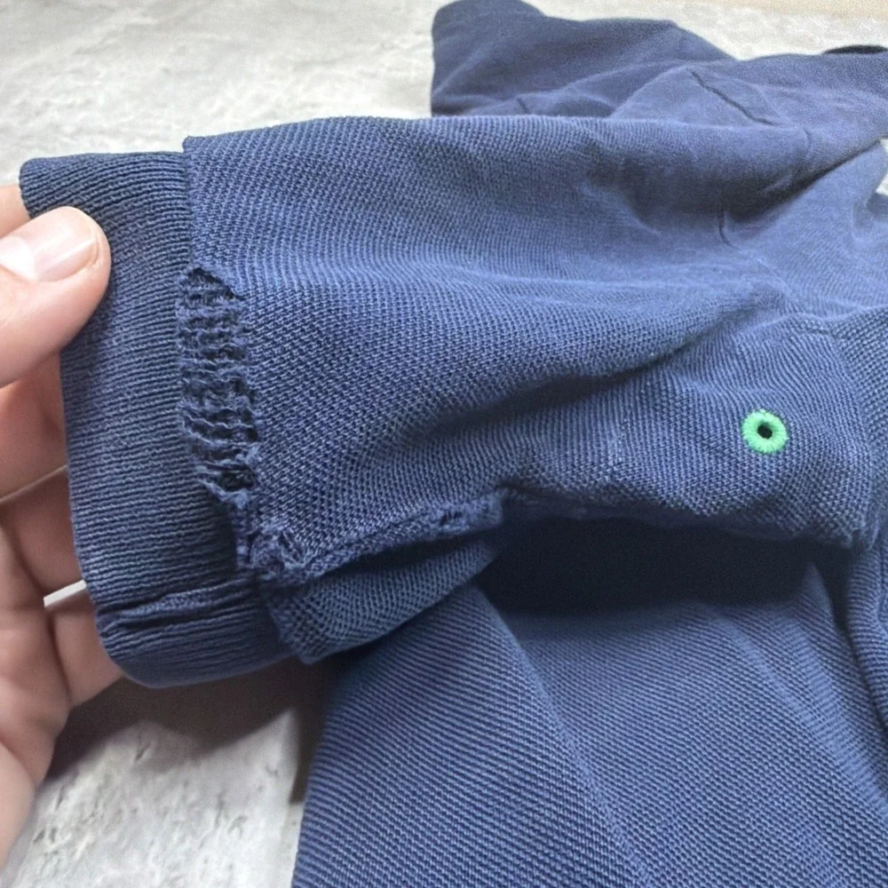 Vintage Polo Ralph Lauren Rugby Polo Shirt Navy Blue Green Pony Mens XL Cotton